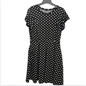 Black and White Polka Dot Casual Ruffle Full Circle Dress Size 2XL NWOT